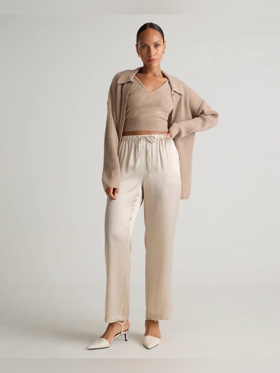 Quince Pants - Quince Women's 100% Washable Silk Drawstring Wide Leg Pants